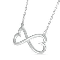 Double Heart Infinity Necklace in 10K White Gold - 17.25"|Peoples Jewellers