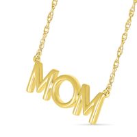 Uppercase Block "MOM" Necklace in 10K Gold - 17.25"|Peoples Jewellers