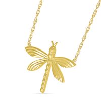 Textured Dragonfly Necklace in 10K Gold - 17.25"|Peoples Jewellers
