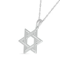 Star of David Outline Pendant in 10K White Gold|Peoples Jewellers