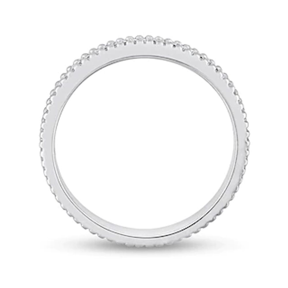 0.10 CT. T.W. Diamond Multi-Row Beaded Anniversary Band in Sterling Silver|Peoples Jewellers