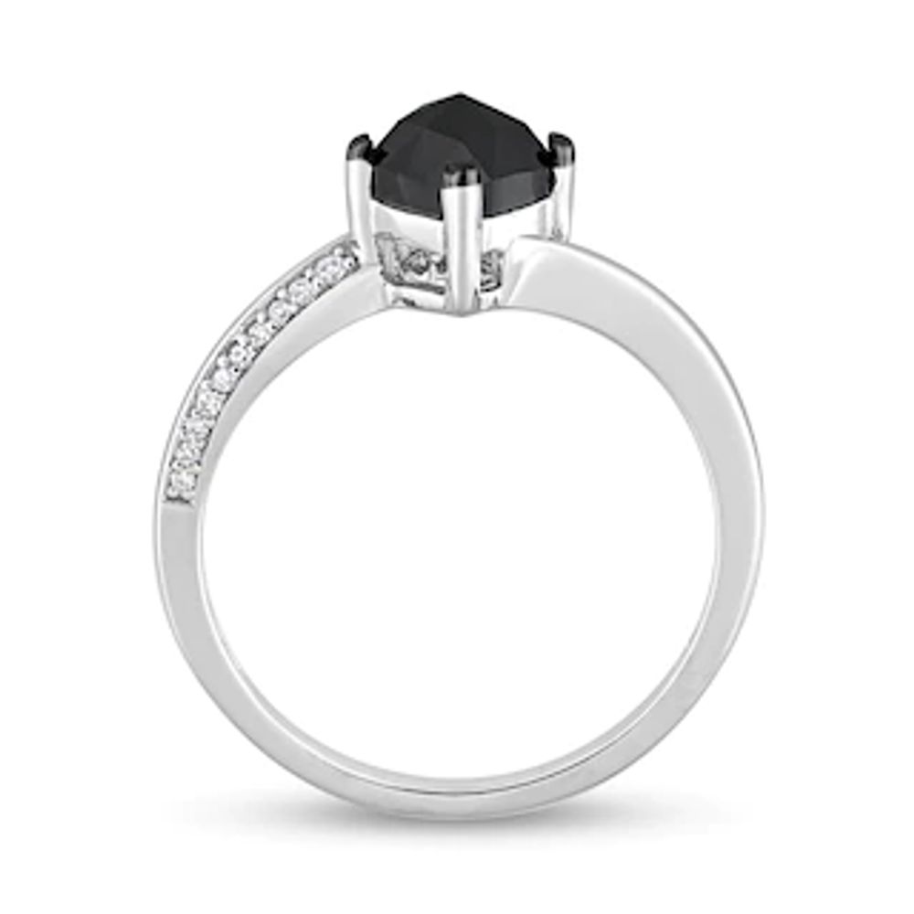 1.06 CT. T.W. Cushion-Cut Black Enhanced and White Diamond Tilted Bypass Engagement Ring in 10K White Gold|Peoples Jewellers