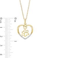 Diamond Accent Paw in Heart Pendant in Sterling Silver with 14K Gold Plate|Peoples Jewellers