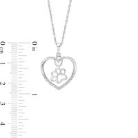 Diamond Accent Paw in Heart Pendant in Sterling Silver|Peoples Jewellers