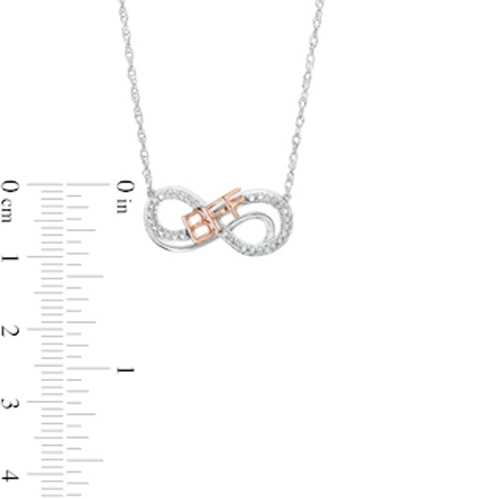 Diamond Accent "BFF" Infinity Loop Necklace in Sterling Silver with 14K Rose Gold Plate|Peoples Jewellers