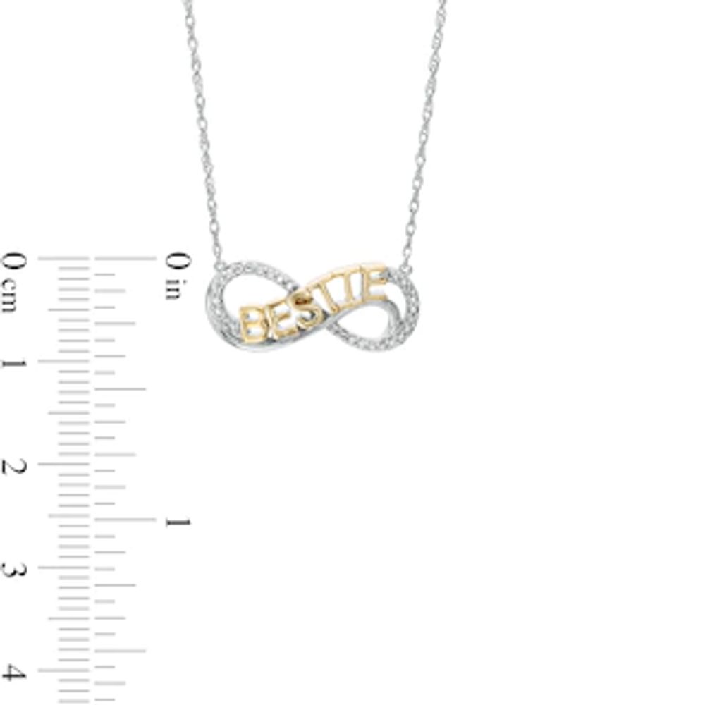 Diamond Accent "BESTIE" Infinity Loop Necklace in Sterling Silver with 14K Gold Plate|Peoples Jewellers
