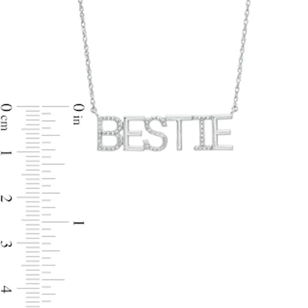 Diamond Accent "BESTIE" Necklace in Sterling Silver|Peoples Jewellers