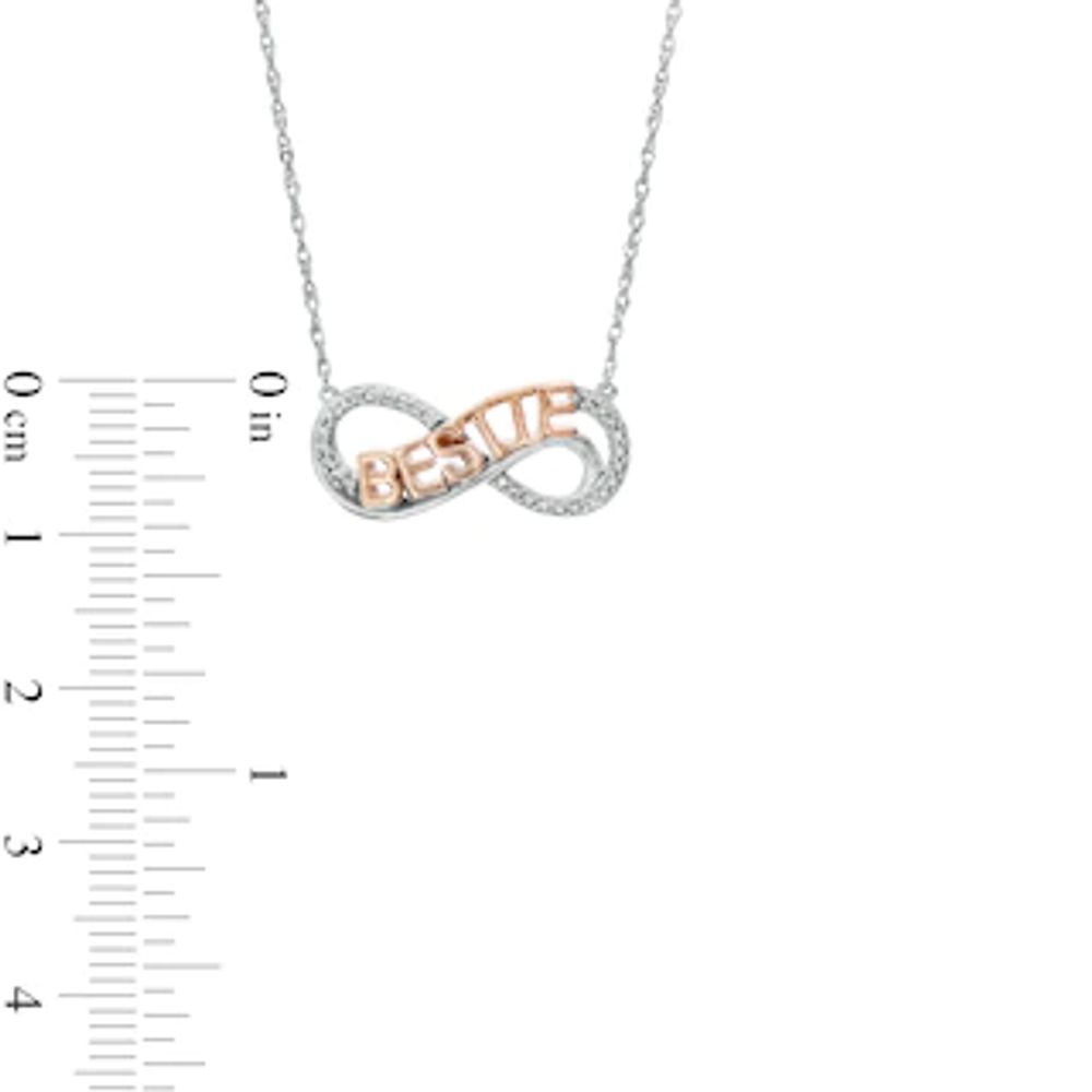 Diamond Accent "BESTIE" Infinity Loop Necklace in Sterling Silver with 14K Rose Gold Plate|Peoples Jewellers