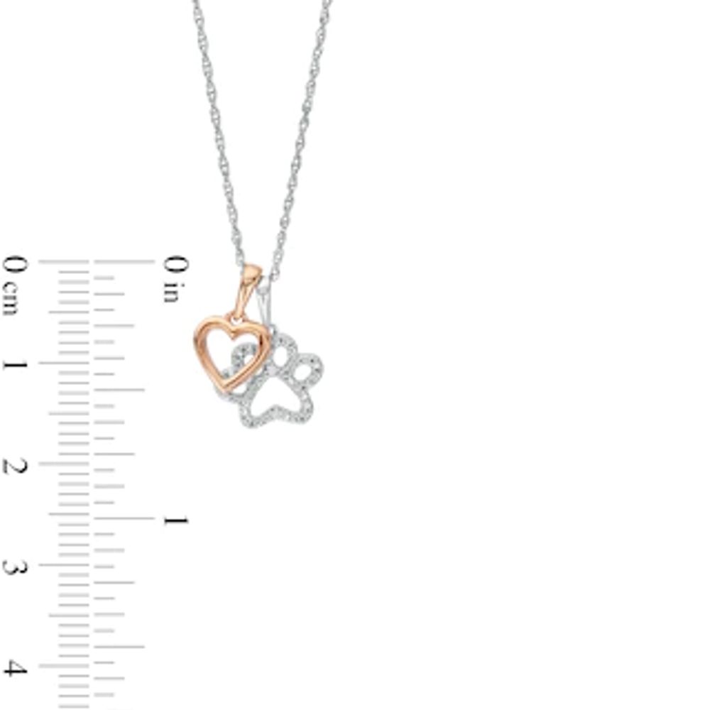 Diamond Accent Heart and Paw Pendant in Sterling Silver with 14K Rose Gold Plate|Peoples Jewellers