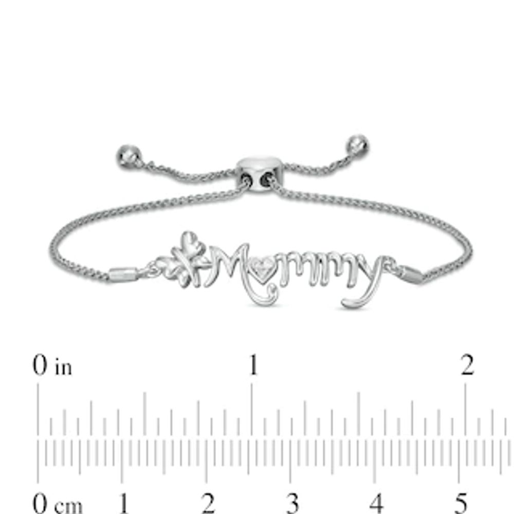 Diamond Accent Butterfly "Mommy" Bolo Bracelet in Sterling Silver – 9.5"|Peoples Jewellers