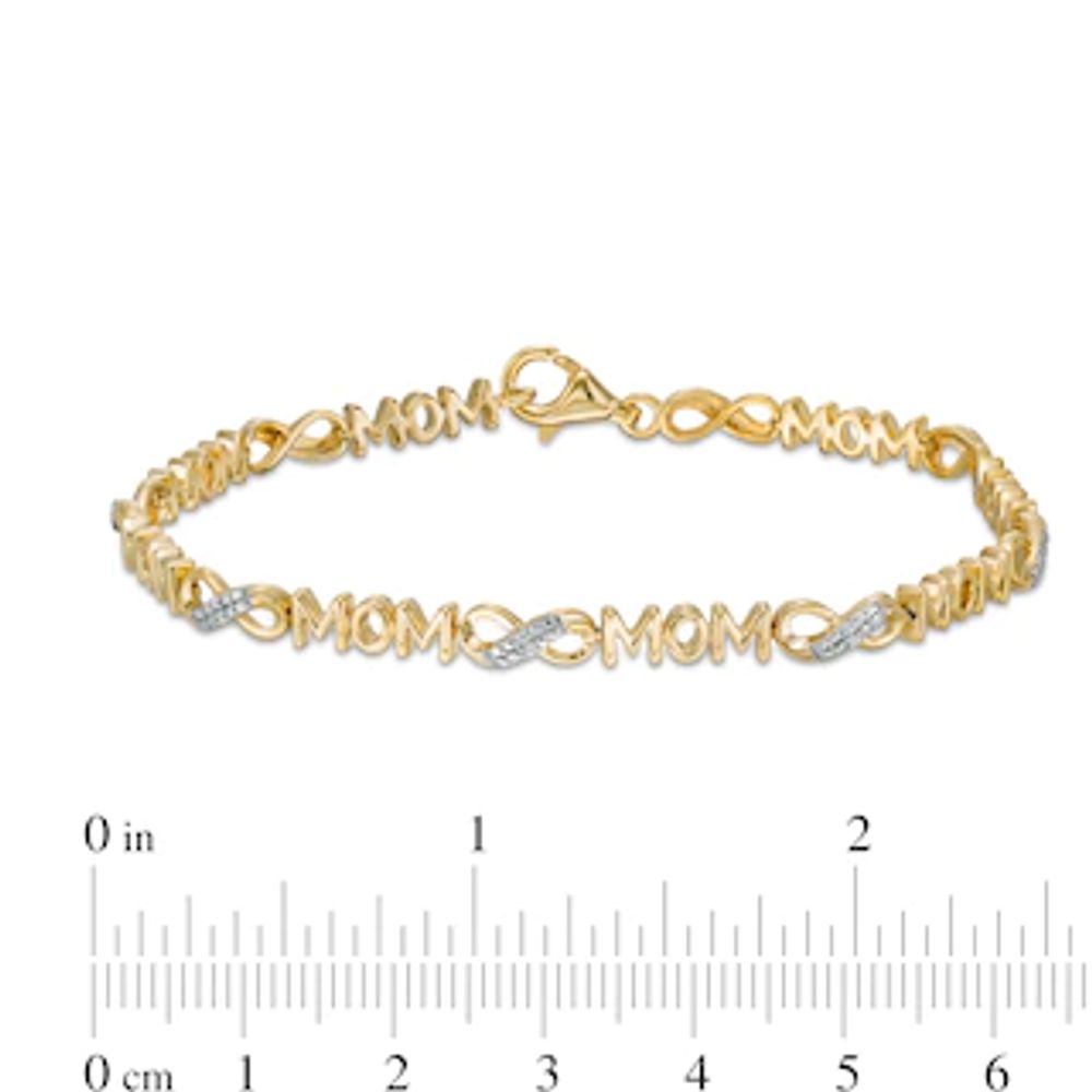 0.04 CT. T.W. Diamond "MOM" Infinity Loop Bracelet in Sterling Silver with 14K Gold Plate – 7.5"|Peoples Jewellers