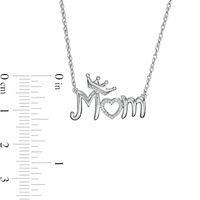 0.04 CT. T.W. Diamond Crowned "Mom" with Heart Necklace in Sterling Silver|Peoples Jewellers