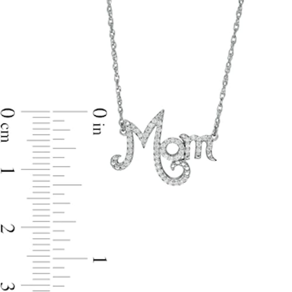 0.148 CT. T.W. Diamond "Mom" Necklace in Sterling Silver|Peoples Jewellers