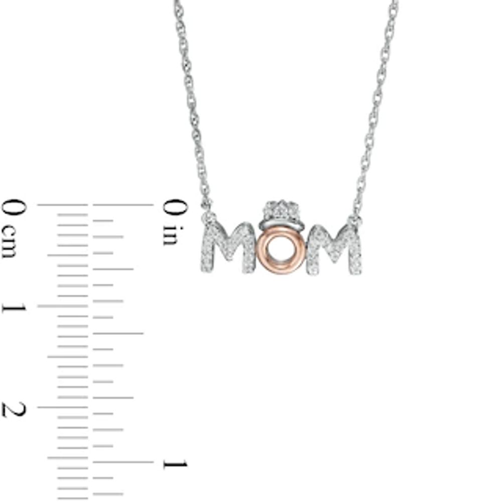 0.085 CT. T.W. Diamond "MOM" with Crown in Sterling Silver with 10K Rose Gold|Peoples Jewellers