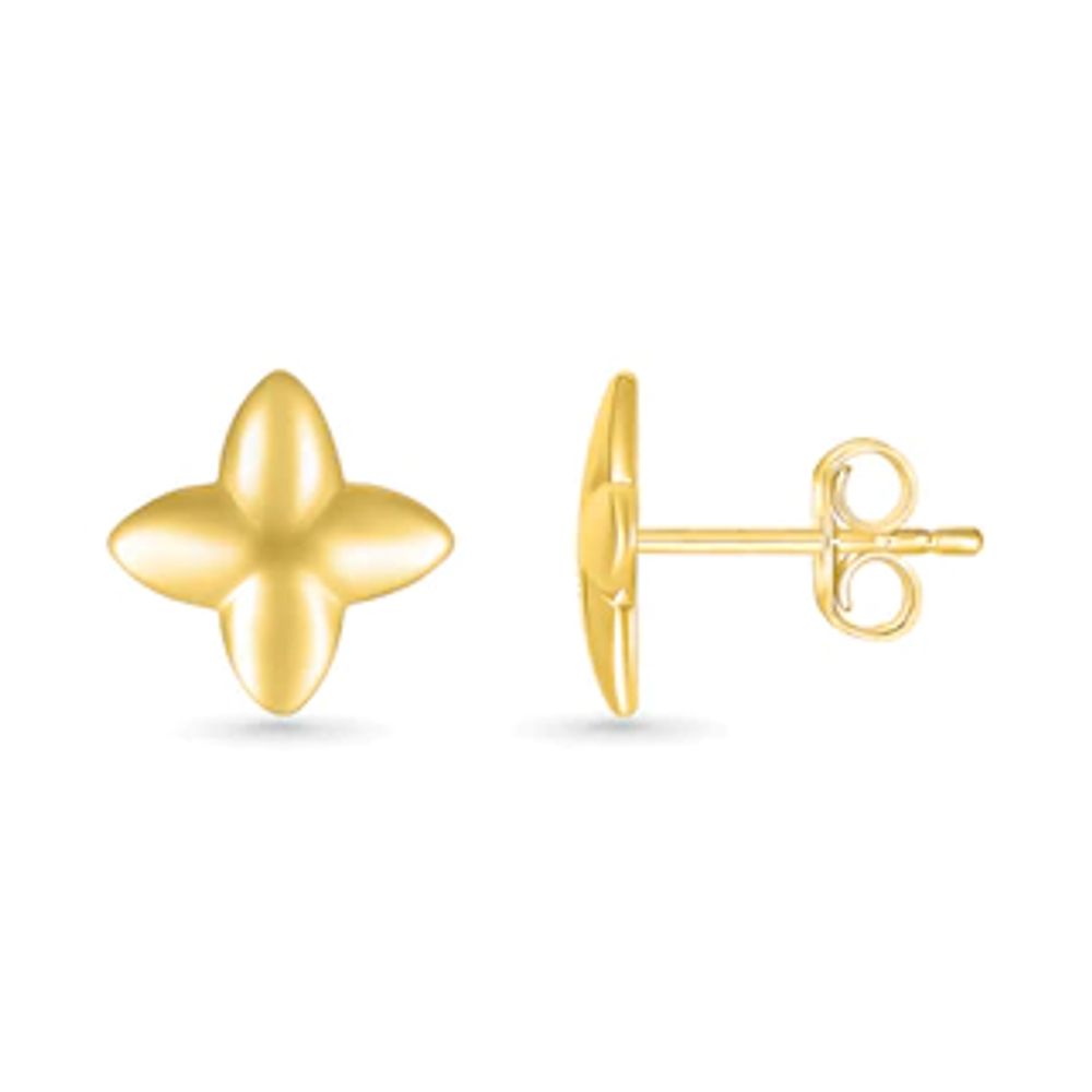 Rounded Four-Point Flower Stud Earrings in 10K Gold|Peoples Jewellers