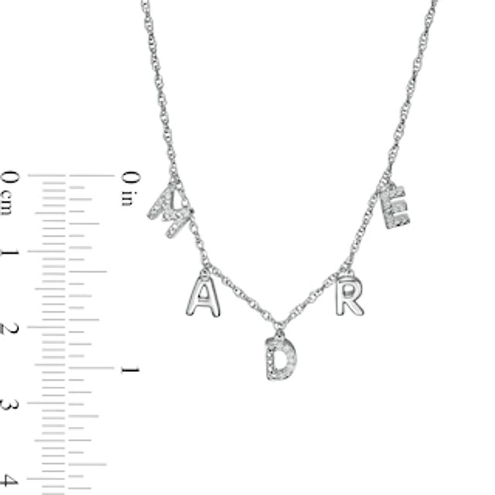 0.04 CT. T.W. Diamond Dangle "MADRE" Station Necklace in Sterling Silver|Peoples Jewellers