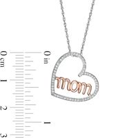 0.15 CT. T.W. Diamond "mom" in Tilted Heart Pendant in Sterling Silver and 10K Rose Gold|Peoples Jewellers