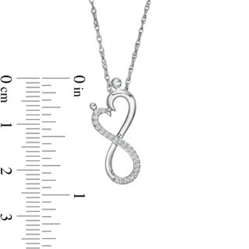 0.066 CT. T.W. Diamond Infinity Loop Heart Pendant in Sterling Silver|Peoples Jewellers