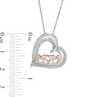 0.18 CT. T.W. Diamond "MOM" Triple Row Heart Pendant in Sterling Silver with 10K Rose Gold|Peoples Jewellers