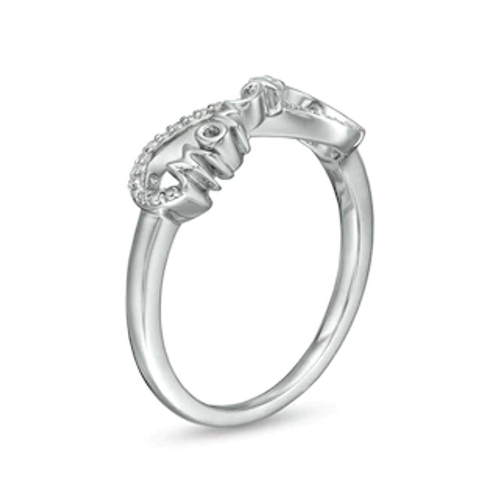 0.04 CT. T.W. Diamond "Mom" Infinity Arrow Ring in Sterling Silver|Peoples Jewellers