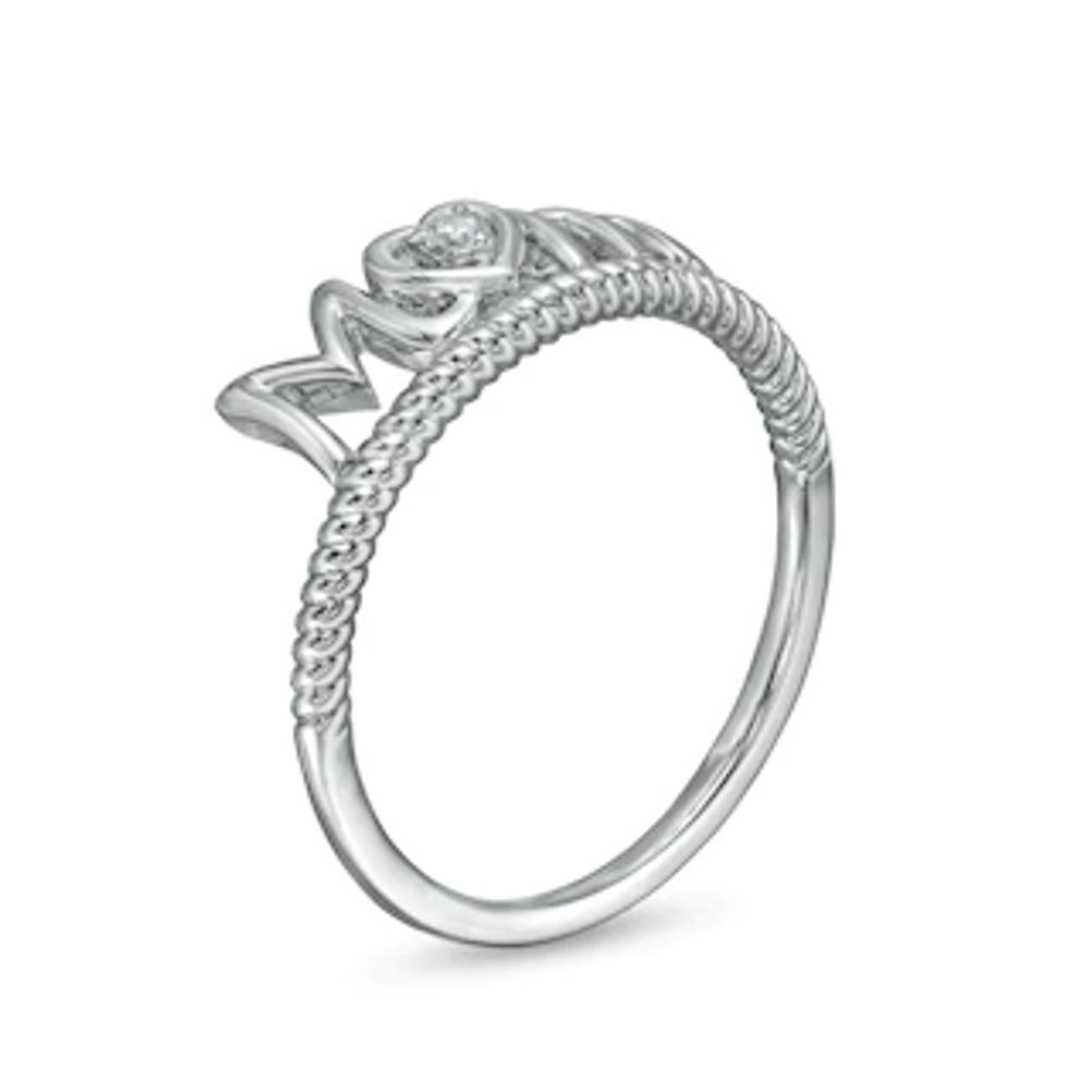 Diamond Accent "Mom" with Heart Twist Ring in Sterling Silver|Peoples Jewellers