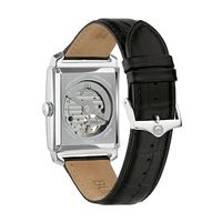Men's Bulova Sutton Automatic Strap Watch with Rectangular Black Skeleton Dial (Model: 96A269)|Peoples Jewellers