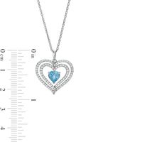 6.0mm Swiss Blue Topaz and White Lab-Created Sapphire Heart Pendant in Sterling Silver|Peoples Jewellers