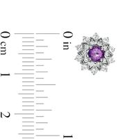 Amethyst and White Lab-Created Sapphire Flower Frame Stud Earrings in Sterling Silver|Peoples Jewellers