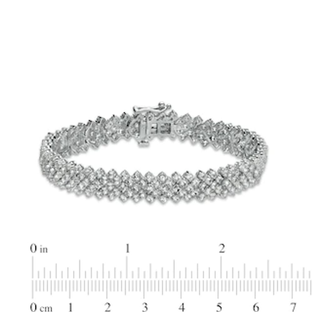 White Lab-Created Sapphire Multi-Line Bracelet in Sterling Silver - 7.25"|Peoples Jewellers