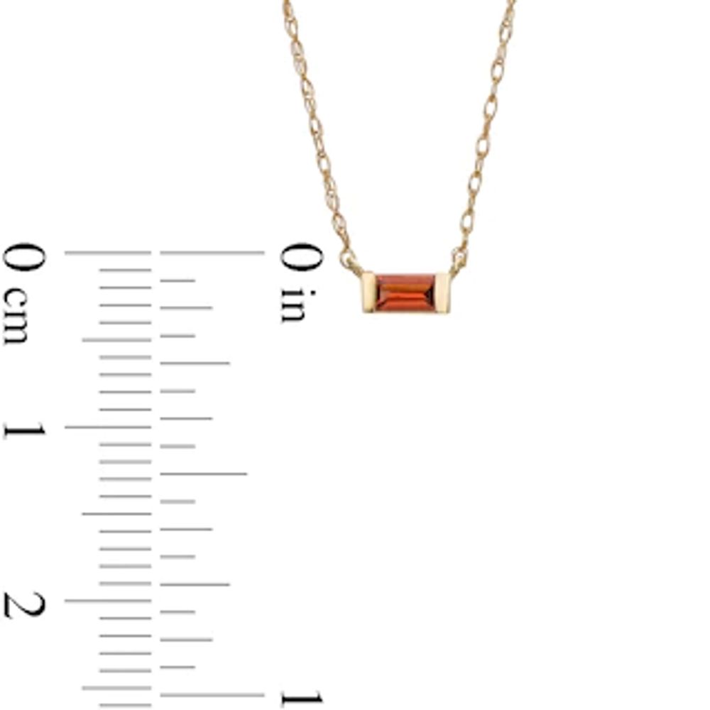 Baguette Garnet Solitaire Necklace in 10K Gold|Peoples Jewellers