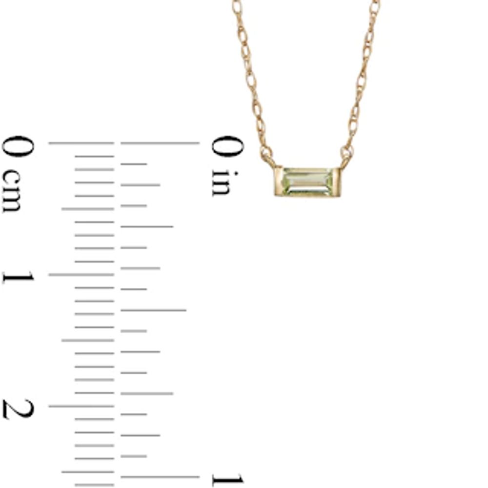 Baguette Peridot Solitaire Necklace in 10K Gold|Peoples Jewellers