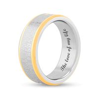 Men's 8.0mm Multi-Finish Lord's Prayer Comfort-Fit Engravable Wedding Band in Stainless Steel and Yellow IP (1 Line)|Peoples Jewellers