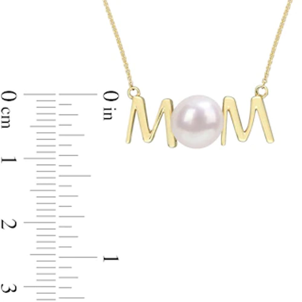 7.0-7.5mm Freshwater Cultured Pearl "MOM" Necklace in 10K Gold-17"|Peoples Jewellers