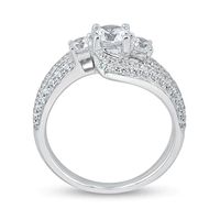 1.45 CT. T.W. Diamond Three Stone Bypass Engagement Ring in 14K White Gold|Peoples Jewellers