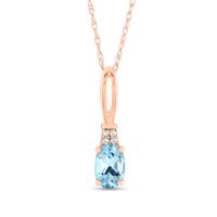Oval Aquamarine and Diamond Accent Quartet Split Bail Pendant in 14K Rose Gold|Peoples Jewellers