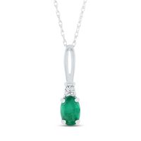 Oval Emerald and Diamond Accent Quartet Split Bail Pendant in 14K Gold|Peoples Jewellers
