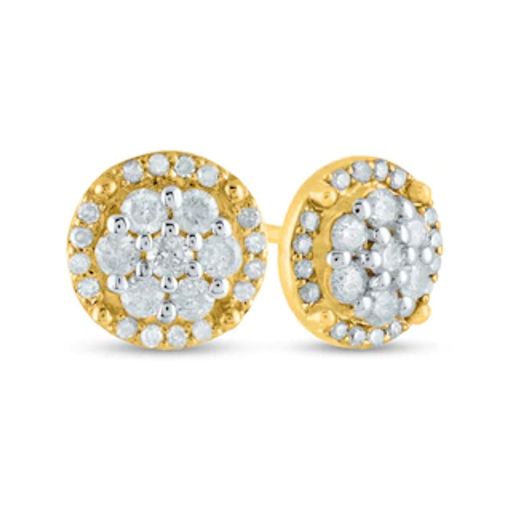 0.50 CT. T.W. Composite Diamond Frame Stud Earrings in 10K Gold|Peoples Jewellers