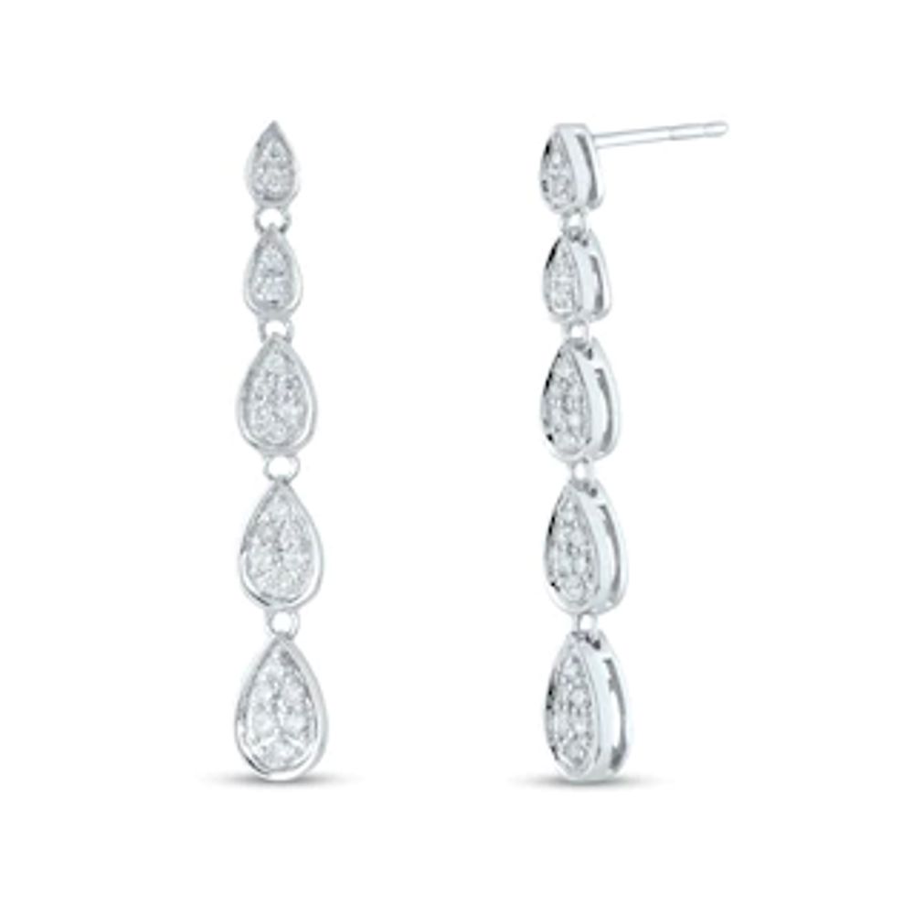 0.50 CT. T.W. Composite Pear-Shaped Diamond Drop Earrings in 10K White Gold|Peoples Jewellers