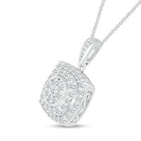 1.00 CT. T.W. Composite Cushion-Shaped Diamond Double Frame Pendant in 10K White Gold|Peoples Jewellers