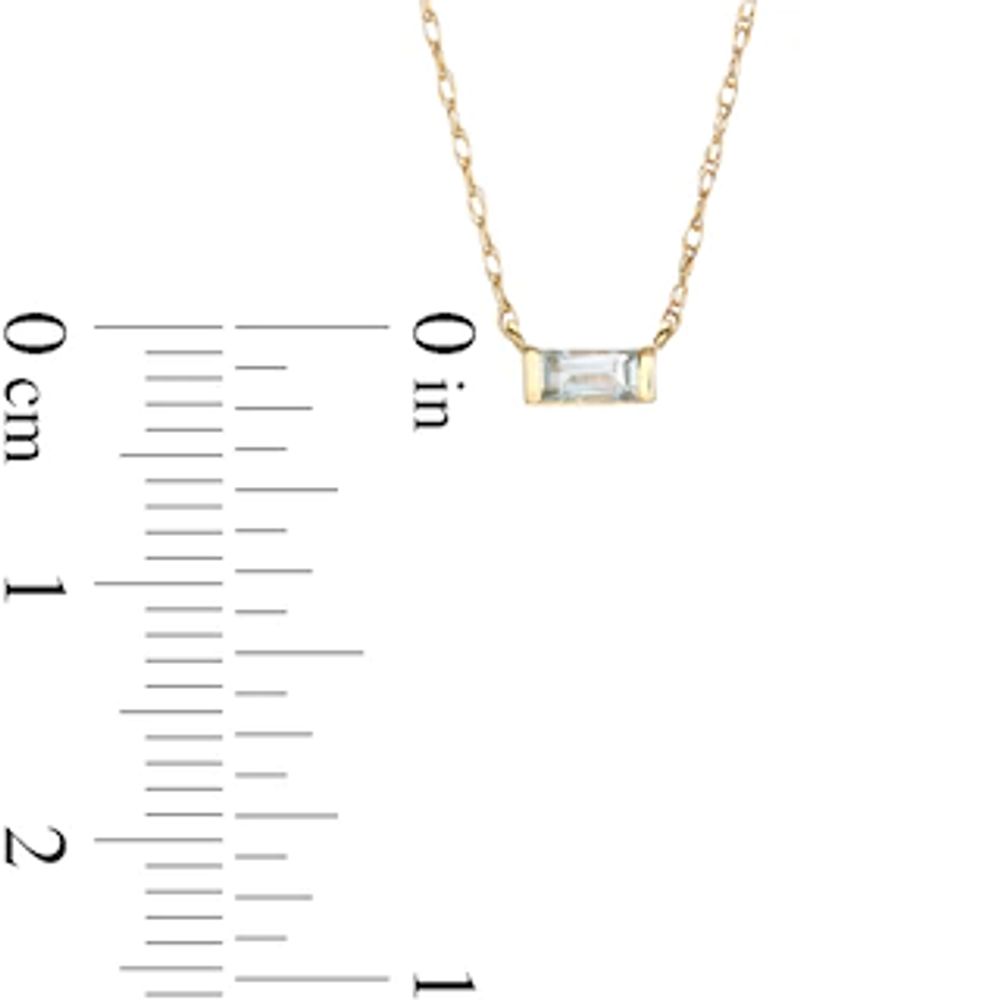 Baguette Aquamarine Solitaire Necklace in 10K Gold|Peoples Jewellers