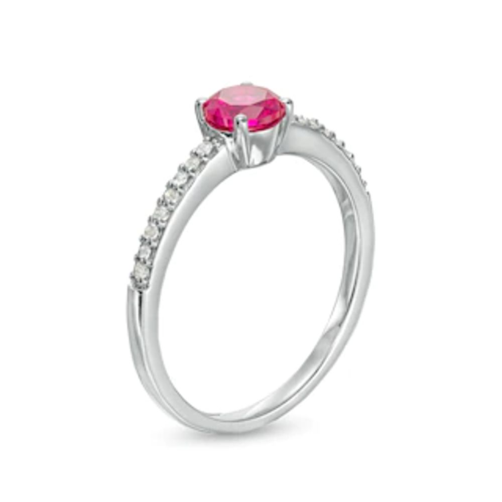 5.0mm Lab-Created Ruby and White Sapphire Ring in Sterling Silver|Peoples Jewellers