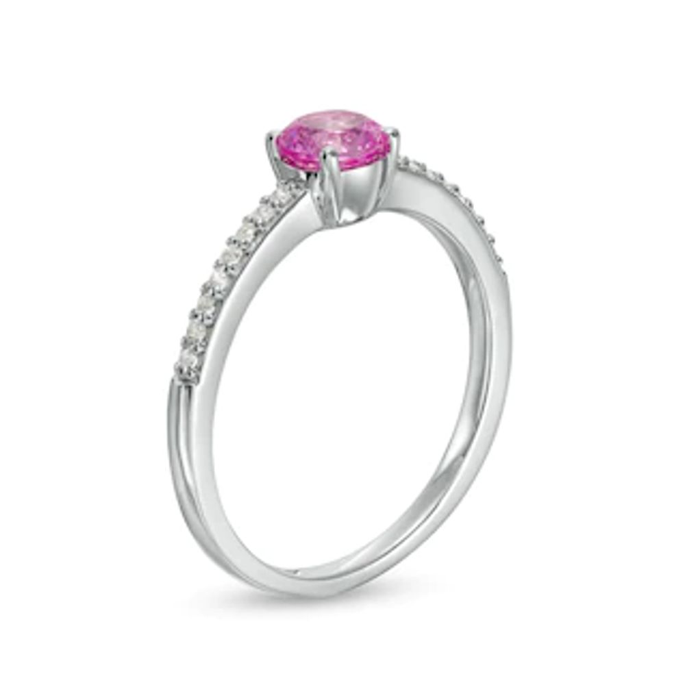 5.0mm Lab-Created Pink and White Sapphire Ring in Sterling Silver|Peoples Jewellers