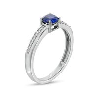 5.0mm Lab-Created Blue and White Sapphire Mirrored Shank Ring in Sterling Silver|Peoples Jewellers