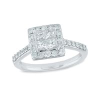 1.00 CT. T.W. Princess-Cut Quad Diamond Engagement Ring in 10K White Gold|Peoples Jewellers