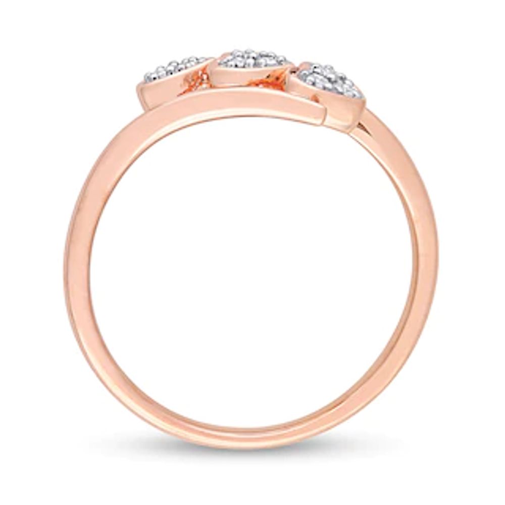 0.09 CT. T.W. Composite Diamond Heart Trio Promise Ring in Sterling Silver with Rose Rhodium|Peoples Jewellers