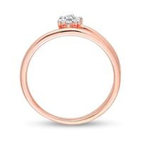 0.07 CT. T.W. Diamond Bypass Flower Promise Ring in Sterling Silver with Rose Rhodium|Peoples Jewellers