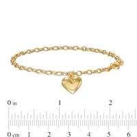 Puff Heart Charm Bracelet in 10K Gold - 7.25"|Peoples Jewellers