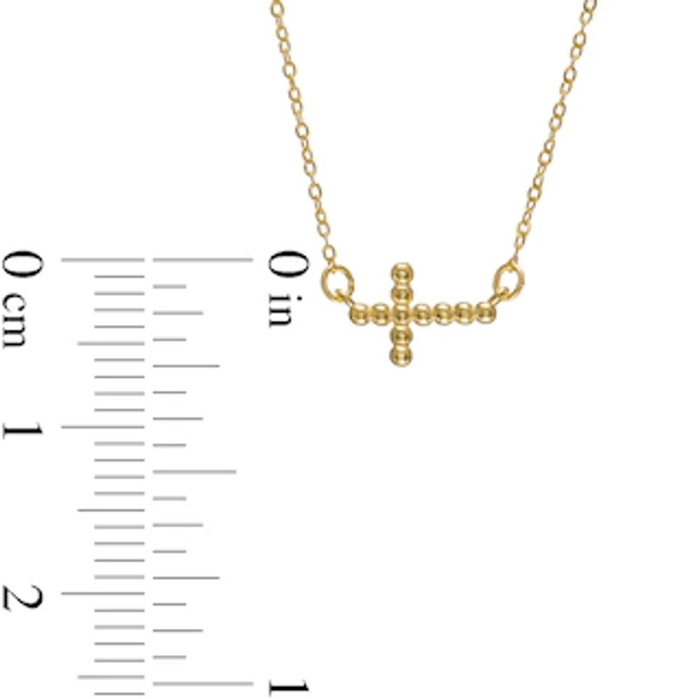 Diamond Sideways Curved Cross Necklace 14K Gold