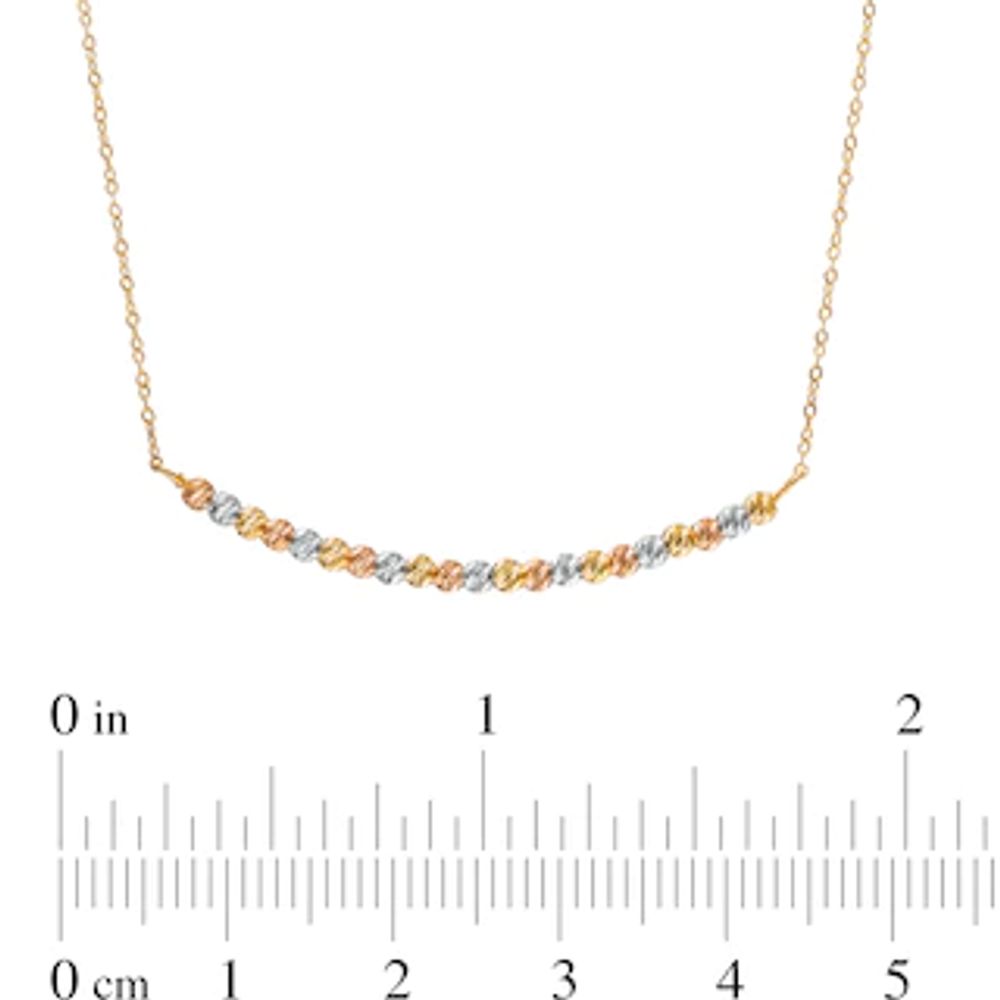 Diamond-Cut Bead Alternating Curved Bar Necklace in 14K Tri-Tone Gold - 17"|Peoples Jewellers