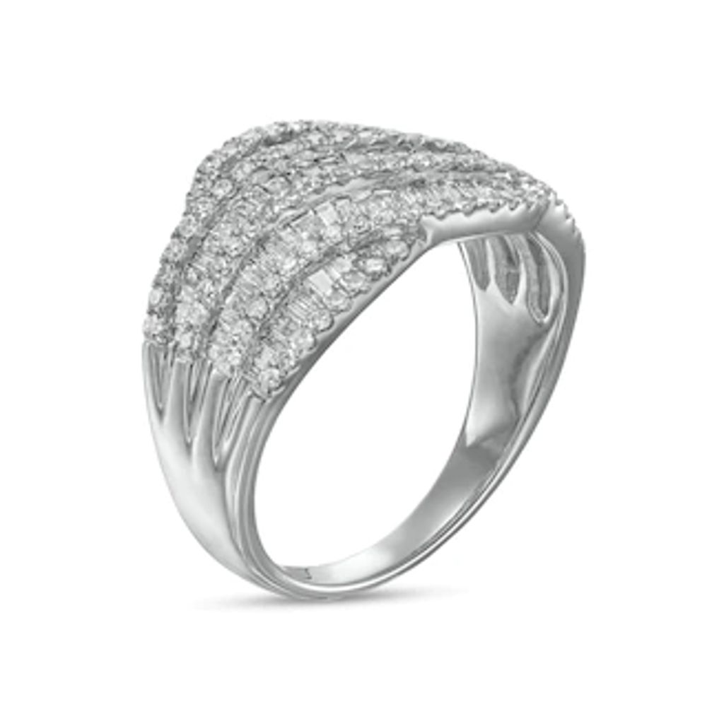 1.03 CT. T.W. Diamond Multi-Row Wave Ring in 10K White Gold|Peoples Jewellers